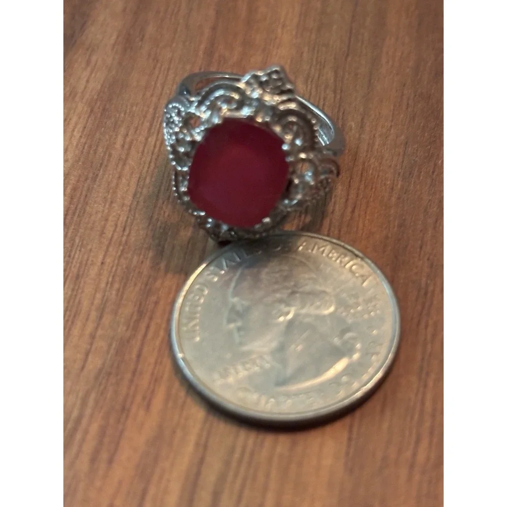 Sterling Silver Ruby Ring Size 6